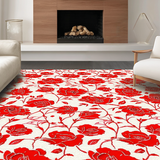 Ultra Soft Area Rug, Non Slip, Stain Resistant, Washable Area Rugs for Living Room, Bedroom, Sophisticated Geometric Rose Pattern(Red)