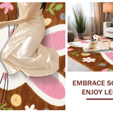 Ultra Soft Area Rug, Non Slip, Stain Resistant, Washable Area Rugs for Living Room, Bedroom, Cozy Nature-Inspired Bunny Artwork(Brown)