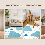 Ultra Soft Area Rug, Non Slip, Stain Resistant, Washable Area Rugs for Living Room, Bedroom, Serene Abstract Sky Motif(Blue)