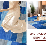 Ultra Soft Area Rug, Non Slip, Stain Resistant, Washable Area Rugs for Living Room, Bedroom, Stylish Modern Blue Tiled Motif(Blue)