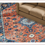 Ultra Soft Area Rug, Non Slip, Stain Resistant, Washable Area Rugs for Living Room, Bedroom, Rustic Vintage Ethnic Floral Design(Red)