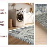 Ultra Soft Area Rug, Non Slip, Stain Resistant, Washable Area Rugs for Living Room, Bedroom, Chic Neutral Tiled Patterns(Gray)