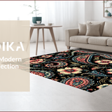 Ultra Soft Area Rug, Non Slip, Stain Resistant, Washable Area Rugs for Living Room, Bedroom, Paisley Floral Print(Black)