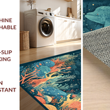 Ultra Soft Area Rug, Non Slip, Stain Resistant, Washable Area Rugs for Living Room, Bedroom, Octopus Fantasy Undersea Adventure Rug Runner Nautical Whale-Inspired Print(Blue)