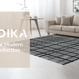 Ultra Soft Area Rug, Non Slip, Stain Resistant, Washable Area Rugs for Living Room, Bedroom, Striking Modernist Trellis Composition(Black)