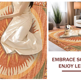 Ultra Soft Area Rug, Non Slip, Stain Resistant, Washable Area Rugs for Living Room, Bedroom, Abstract Sun and Moon Motif(Orange)