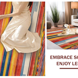 Ultra Soft Area Rug, Non Slip, Stain Resistant, Washable Area Rugs for Living Room, Bedroom, Vibrant Striped Chindi Aesthetic(Red)