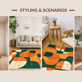 Ultra Soft Area Rug, Non Slip, Stain Resistant, Washable Area Rugs for Living Room, Bedroom, Playful Contemporary Geometric Fusion(Orange)