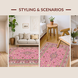 Ultra Soft Area Rug, Non Slip, Stain Resistant, Washable Area Rugs for Living Room, Bedroom, Artistic Pink Abstract Design(Pink)