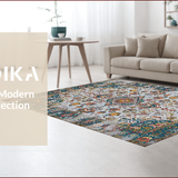 Ultra Soft Area Rug, Non Slip, Stain Resistant, Washable Area Rugs for Living Room, Bedroom, Chic Distressed Geometric Design(Gray)
