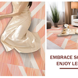 Ultra Soft Area Rug, Non Slip, Stain Resistant, Washable Area Rugs for Living Room, Bedroom, Contemporary Peach Geometric Fusion(Orange)