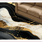 Ultra Soft Area Rug, Non Slip, Stain Resistant, Washable Area Rugs for Living Room, Bedroom, Chic Contemporary Marble Motif(Black)