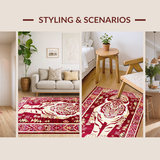 Ultra Soft Area Rug, Non Slip, Stain Resistant, Washable Area Rugs for Living Room, Bedroom, Elegant Distressed Geometric Flair(Red)