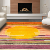 Ultra Soft Area Rug, Non Slip, Stain Resistant, Washable Area Rugs for Living Room, Bedroom, Dynamic Rainbow Wave Print(Orange)