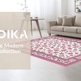 Ultra Soft Area Rug, Non Slip, Stain Resistant, Washable Area Rugs for Living Room, Bedroom, Serene Cottage Garden Look(White)
