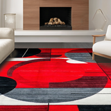 Ultra Soft Area Rug, Non Slip, Stain Resistant, Washable Area Rugs for Living Room, Bedroom, Energetic Red and Gray Patterns(Red)