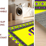 Ultra Soft Area Rug, Non Slip, Stain Resistant, Washable Area Rugs for Living Room, Bedroom, Vibrant Mosaic Masquerade Design(Yellow)