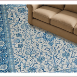 Ultra Soft Area Rug, Non Slip, Stain Resistant, Washable Area Rugs for Living Room, Bedroom, Sophisticated Dual-Tone Floral Design(Blue)