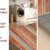 Ultra Soft Area Rug, Non Slip, Stain Resistant, Washable Area Rugs for Living Room, Bedroom, Modern Eclectic Stripe Arrangement(Red)