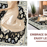 Ultra Soft Area Rug, Non Slip, Stain Resistant, Washable Area Rugs for Living Room, Bedroom, Classic Floral Trellis Aesthetic(Black)