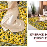 Ultra Soft Area Rug, Non Slip, Stain Resistant, Washable Area Rugs for Living Room, Bedroom, Stylish Abstract Flower Arrangement(Yellow)