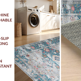 Ultra Soft Area Rug, Non Slip, Stain Resistant, Washable Area Rugs for Living Room, Bedroom, Whimsical Boho Floral Charm(Gray)