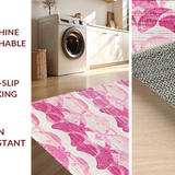 Ultra Soft Area Rug, Non Slip, Stain Resistant, Washable Area Rugs for Living Room, Bedroom, Aesthetic Scalloped Bow Rug with Graceful Loops and Soft Pink(Pink)