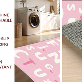 Ultra Soft Area Rug, Non Slip, Stain Resistant, Washable Area Rugs for Living Room, Bedroom, Stylish Modern Round Learning Canvas(Pink)