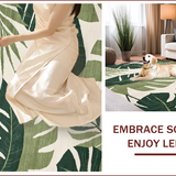 Ultra Soft Area Rug, Non Slip, Stain Resistant, Washable Area Rugs for Living Room, Bedroom, Tropical Khaki Leaf Aesthetic(Green)