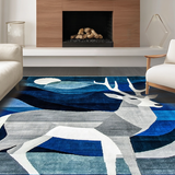 Ultra Soft Area Rug, Non Slip, Stain Resistant, Washable Area Rugs for Living Room, Bedroom, Contemporary Blue Animal Motif(Blue)