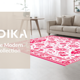 Ultra Soft Area Rug, Non Slip, Stain Resistant, Washable Area Rugs for Living Room, Bedroom, Rustic Warm Earthy Floral Theme(White)