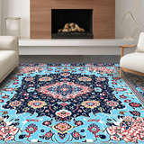 Ultra Soft Area Rug, Non Slip, Stain Resistant, Washable Area Rugs for Living Room, Bedroom, Luxurious Textured Diamond Design(Blue)