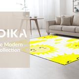 Ultra Soft Area Rug, Non Slip, Stain Resistant, Washable Area Rugs for Living Room, Bedroom, Happy Sunshine Inspired Art(Yellow)