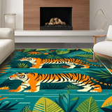 Ultra Soft Area Rug, Non Slip, Stain Resistant, Washable Area Rugs for Living Room, Bedroom, Whimsical Jungle Creature Motif(Orange)