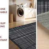Ultra Soft Area Rug, Non Slip, Stain Resistant, Washable Area Rugs for Living Room, Bedroom, White Black Striped Rug(Black)