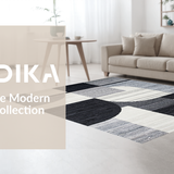 Ultra Soft Area Rug, Non Slip, Stain Resistant, Washable Area Rugs for Living Room, Bedroom, Contemporary Silver Abstract Composition(Black)