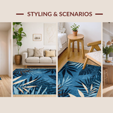 Ultra Soft Area Rug, Non Slip, Stain Resistant, Washable Area Rugs for Living Room, Bedroom, Tribal Colorful Geometric Aesthetic(Blue)