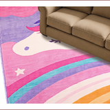 Ultra Soft Area Rug, Non Slip, Stain Resistant, Washable Area Rugs for Living Room, Bedroom, Vibrant Kawaii Rainbow Fantasy(Purple)
