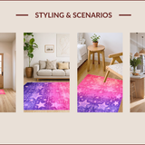Ultra Soft Area Rug, Non Slip, Stain Resistant, Washable Area Rugs for Living Room, Bedroom, Glitter Gradient Cosmic Flair(Pink)