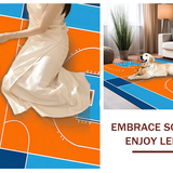 Ultra Soft Area Rug, Non Slip, Stain Resistant, Washable Area Rugs for Living Room, Bedroom, Striking Abstract Court Graphics(Orange)
