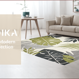 Ultra Soft Area Rug, Non Slip, Stain Resistant, Washable Area Rugs for Living Room, Bedroom, Elegant Earthy Monstera Motif(Gray)