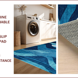 Ultra Soft Area Rug, Non Slip, Stain Resistant, Washable Area Rugs for Living Room, Bedroom, Colorful Coastal Abstract Waves(Blue)