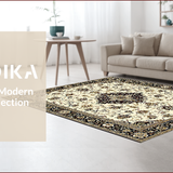 Ultra Soft Area Rug, Non Slip, Stain Resistant, Washable Area Rugs for Living Room, Bedroom, Classic Vintage Botanical Motif(Beige)