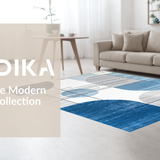 Ultra Soft Area Rug, Non Slip, Stain Resistant, Washable Area Rugs for Living Room, Bedroom, Modern Fuzzy Tiled Pattern(Blue)