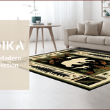 Ultra Soft Area Rug, Non Slip, Stain Resistant, Washable Area Rugs for Living Room, Bedroom, Vintage Forest Animal Silhouette(Black)