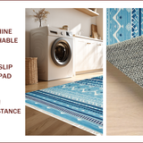 Ultra Soft Area Rug, Non Slip, Stain Resistant, Washable Area Rugs for Living Room, Bedroom, Sleek Modern Textured Design(Blue)
