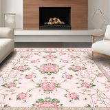 Ultra Soft Area Rug, Non Slip, Stain Resistant, Washable Area Rugs for Living Room, Bedroom, Playful Nature-Inspired Patterns(Pink)