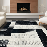 Ultra Soft Area Rug, Non Slip, Stain Resistant, Washable Area Rugs for Living Room, Bedroom, Ebony & Ivory Dash: Cotton Flatweave Rug, Modern Hall Decor(Black)