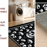 Ultra Soft Area Rug, Non Slip, Stain Resistant, Washable Area Rugs for Living Room, Bedroom, Eerie Halloween Skeleton Motif(Black)