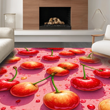 Ultra Soft Area Rug, Non Slip, Stain Resistant, Washable Area Rugs for Living Room, Bedroom, Quirky Cherry Inspired Rug(Red)